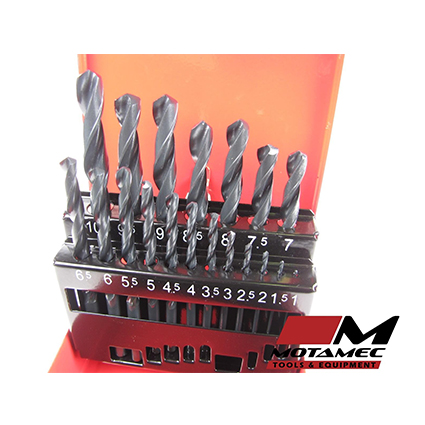 Motamec 19 Piece HSS Drill Bits Set 1-10mm High Quality DIN338 Metal Case Kit